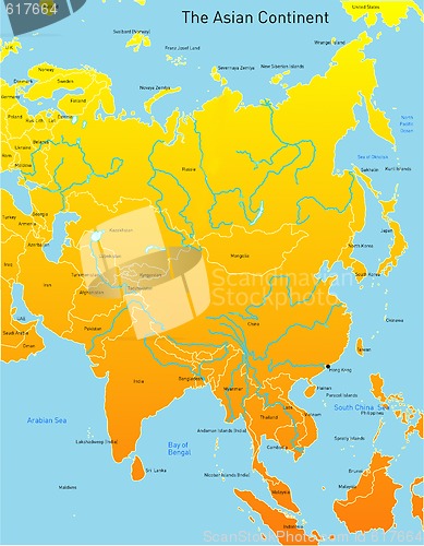 Image of map of asian continent 