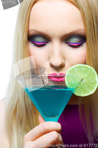 Image of gorgeous blonde with cocktail 