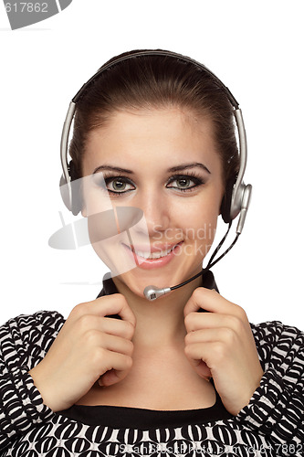 Image of Cheerful customer service operator