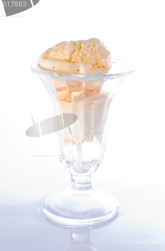 Image of Vanilla ice cream in glass cup