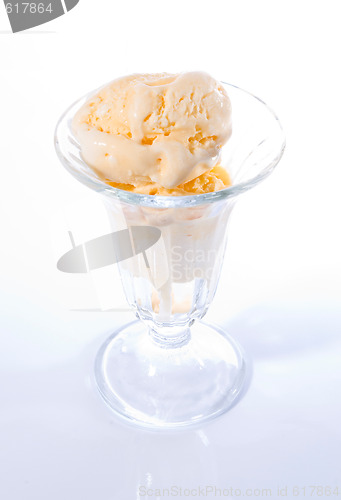 Image of Vanilla ice cream in glass parfait cup