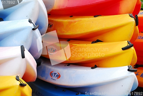 Image of Colorful kayaks
