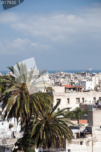 Image of rooftop view casablanca morocco harbor and medina