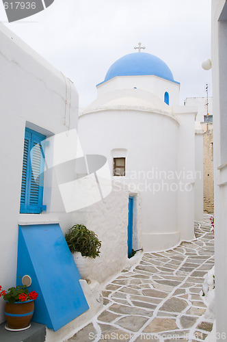 Image of classic greek island church lefkes paros cyclades greece