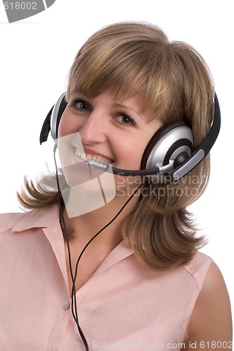 Image of smiling business girl with headset