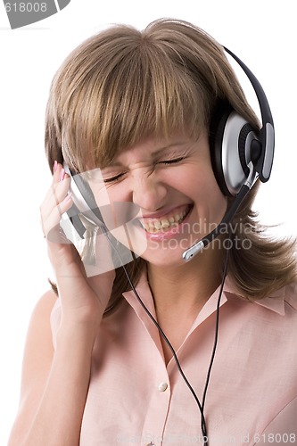 Image of laughing customer support girl