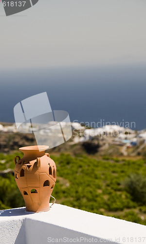 Image of ceramic vase santorini mediterranean sea view 