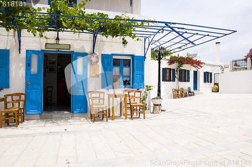 Image of outdoor cafe greek architecture lefkes paros cyclads greece