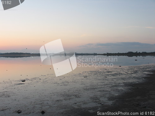 Image of Dawn on water. Larnaca. Cyprus