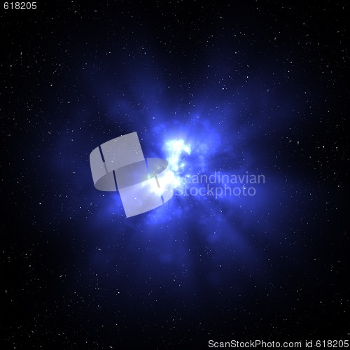 Image of exploding nova in space