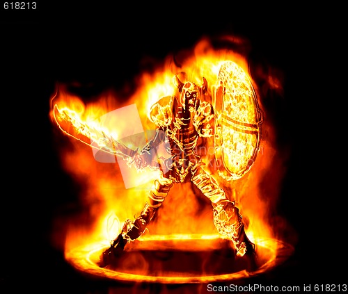 Image of fiery sketon warrior