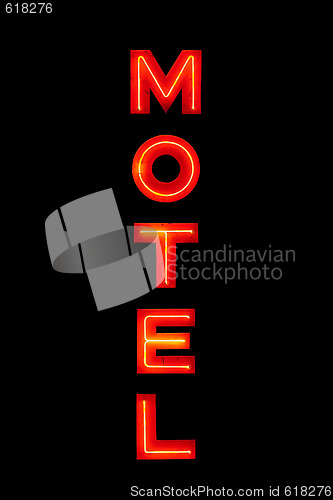 Image of Motel neon sign isolated on black