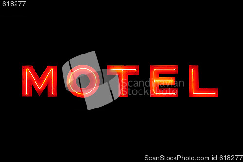 Image of Motel neon sign isolated on black