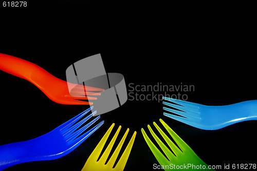 Image of plastic forks background