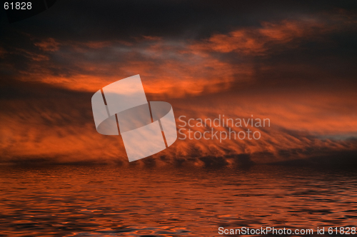 Image of fire lake sun set