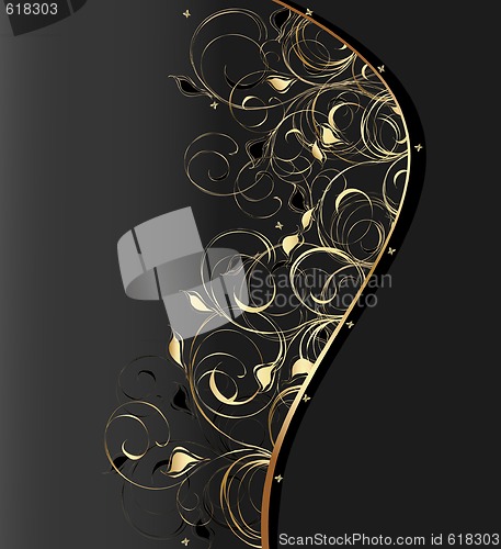 Image of Black background with floral ornament