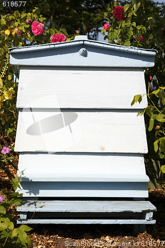 Image of blue beehive