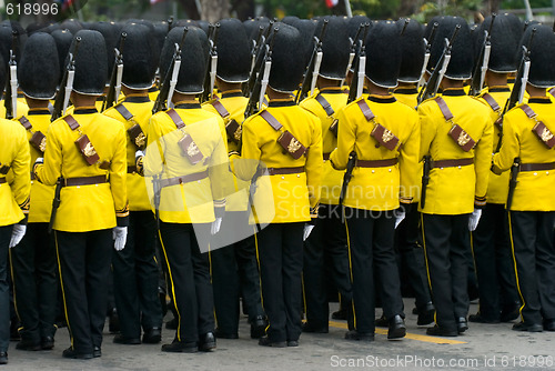 Image of Thai soldiers in parade uniforms