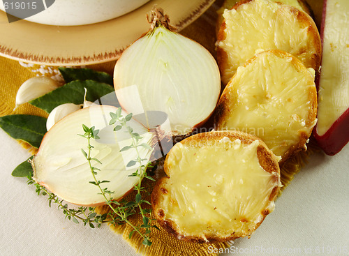 Image of Cheese Toasts And Fresh Onion