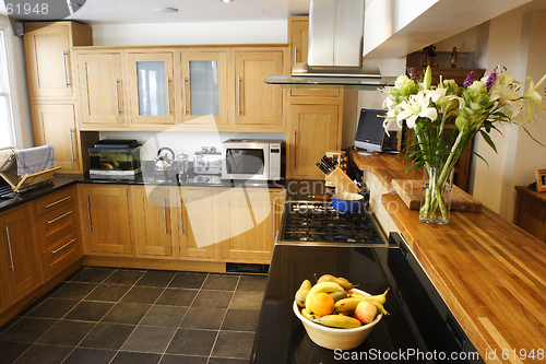 Image of  wooded fitted kitchen interior