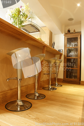 Image of crome stools on wooded floor
