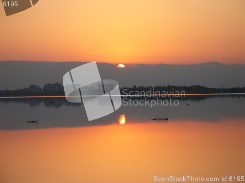 Image of Sun, clouds and waters. Larnaca. Cyprus