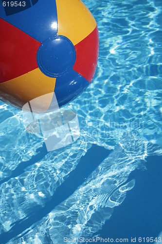 Image of Beachball in a beautiful blue swimming pool