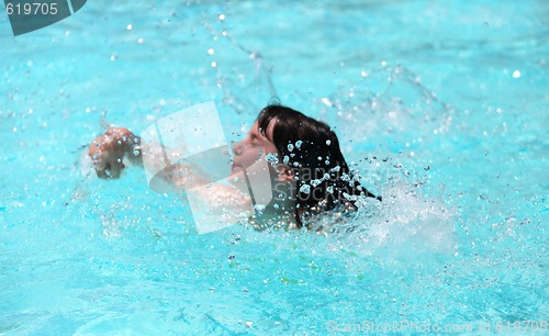 Image of Child Splashing in a Pool Swimming. Only Splash is in Focus