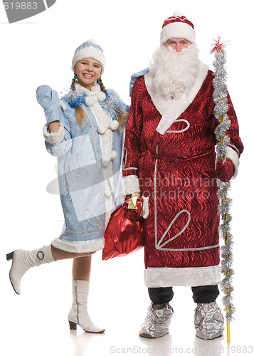 Image of Santa Claus and snow girl