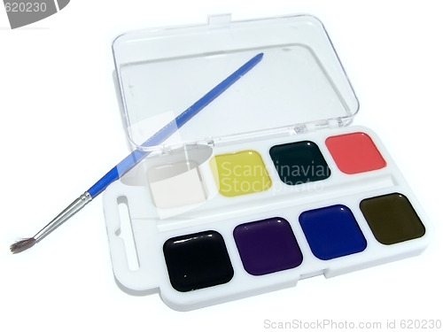 Image of aquarelle with paintbrush