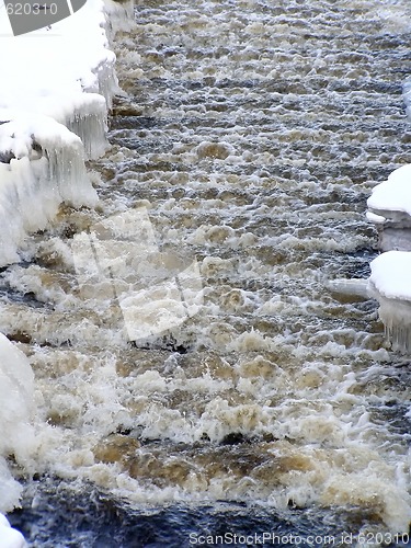 Image of Winter stream with snow