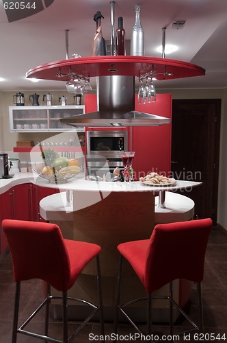 Image of Red modern kitchen