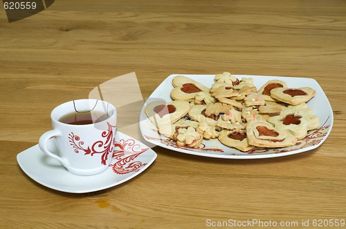 Image of Cup of tea with cookies