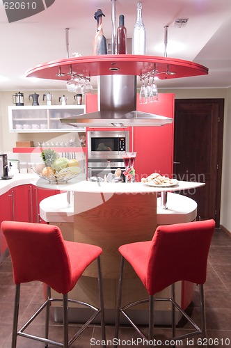 Image of Red modern kitchen