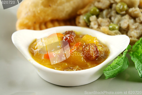 Image of Mango Chutney With Samosa