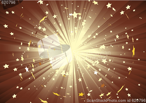 Image of light rays and burst of stars