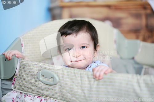 Image of smiling baby, soft focus