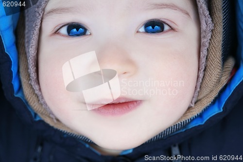 Image of smiling adorable baby, soft focus