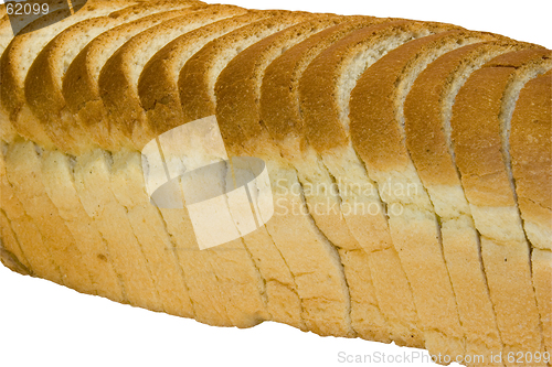 Image of Slices of bread isolated on white background with clipping path