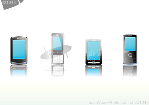 Image of Black mobile phones icon set