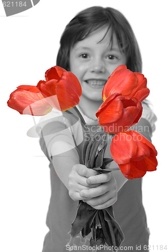 Image of girl with tulips