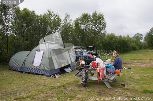 Image of Family on camping rest