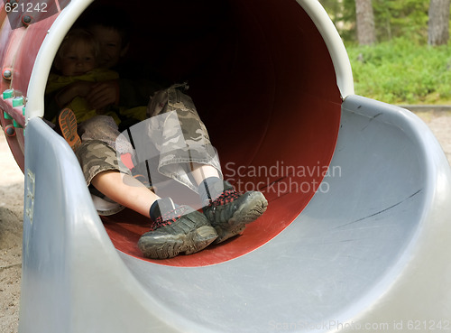 Image of Children on  plastic hill