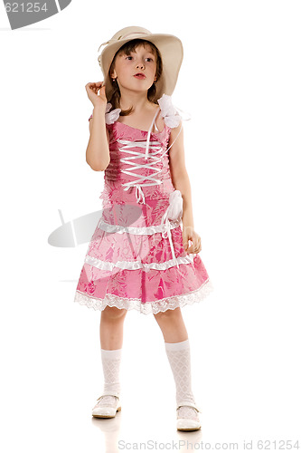 Image of little girl in pink dress and hat