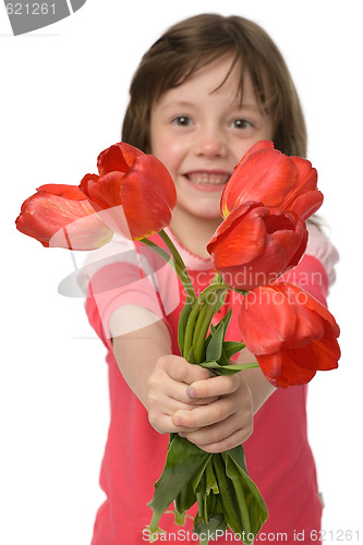 Image of girl with tulips
