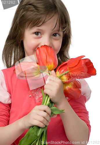 Image of girl with tulips