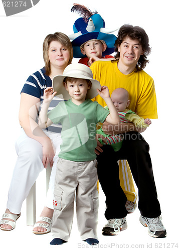 Image of Happy family from five person