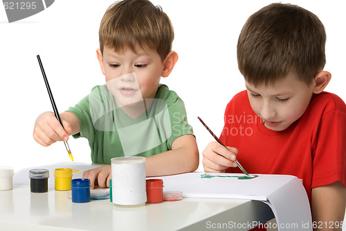 Image of Two boys draw