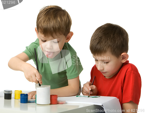 Image of Two boys draw