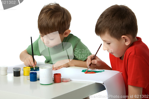 Image of Two boys draw